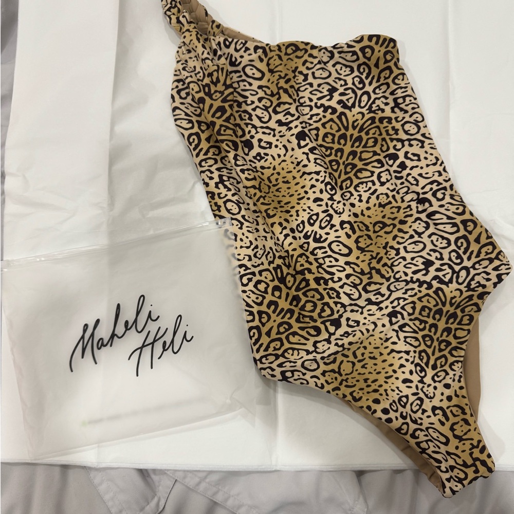 Maheli Heli Leopard Print One Piece Swimsuit Size Small